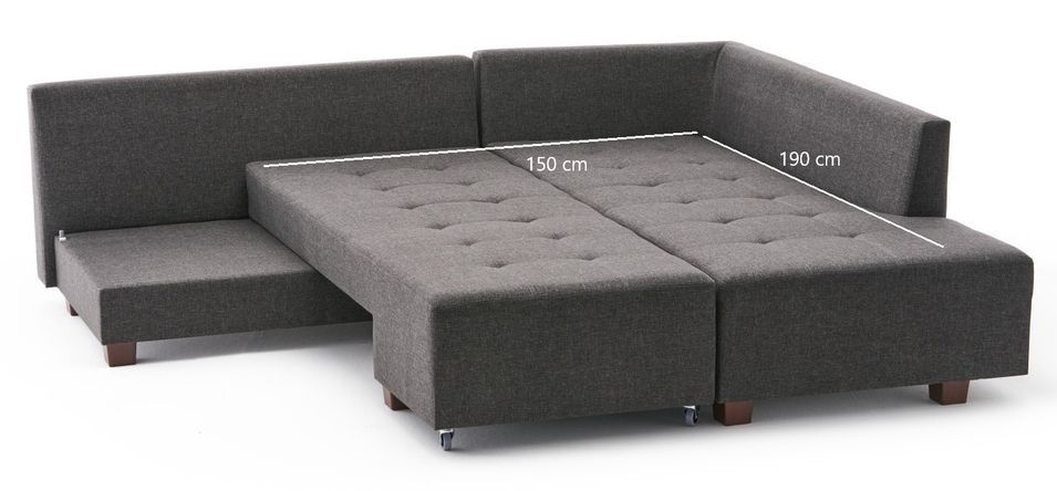 Canapé d'angle convertible tissu anthracite Divona 282 cm - Photo n°9