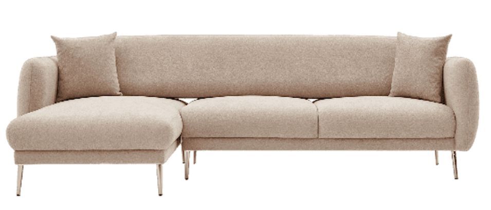Canapé d'angle convertible tissu et pieds doré Birka 266 cm - Photo n°1