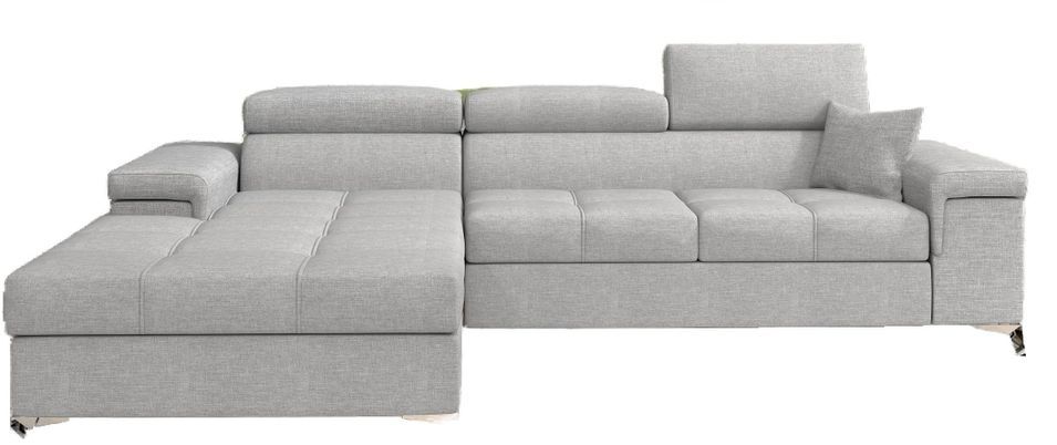 Canapé d'angle convertible tissu Rikaro - Coffre et appuis-tête réglables - Photo n°3