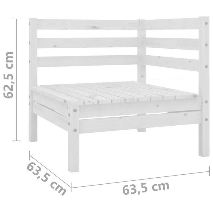 Canapé d'angle de jardin Blanc Bois de pin massif - Photo n°5