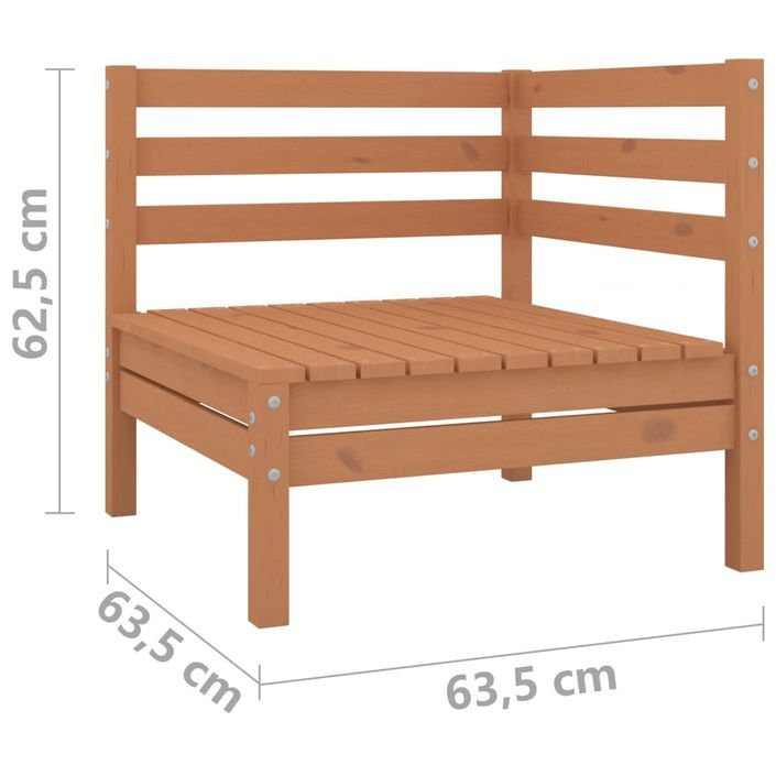 Canapé d'angle de jardin Marron miel Bois de pin massif 2 - Photo n°5