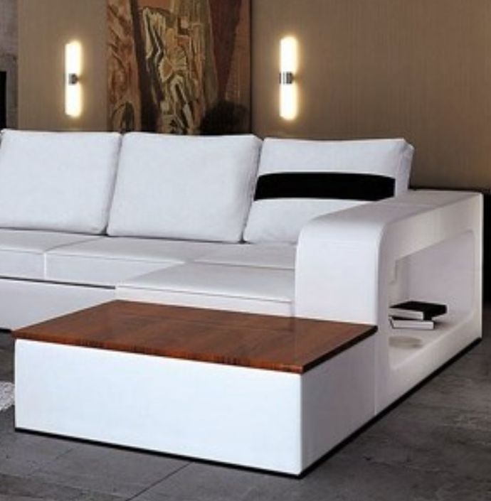 Canapé d'angle design simili blanc et noir angle gauche Okyo - Photo n°4