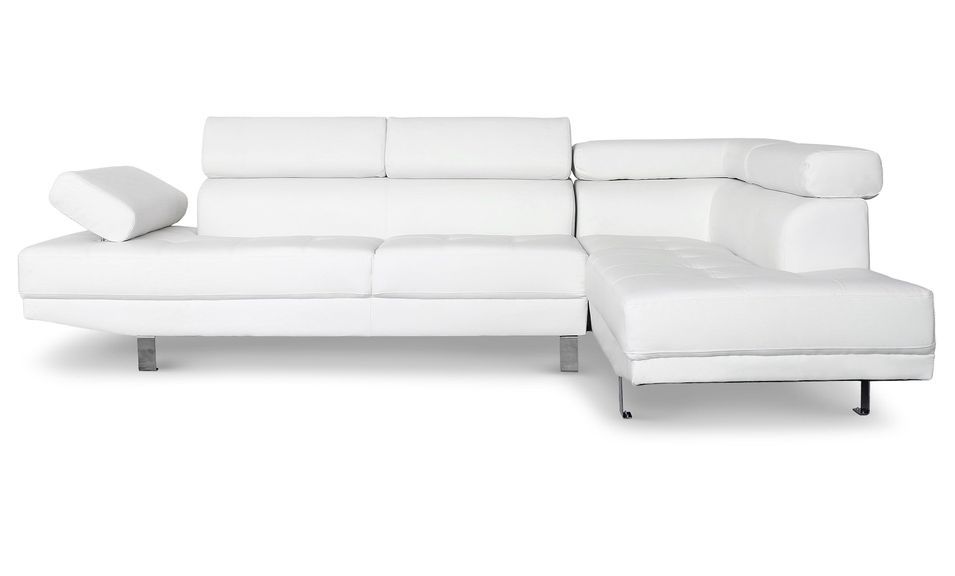 Canapé d'angle droit 5 places simili cuir blanc Omeg 260 cm - Photo n°1