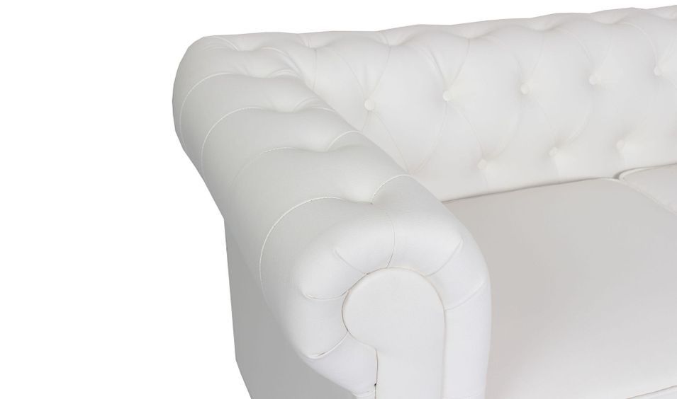 Canapé d'angle droit 5 places simili cuir blanc Vatsi 220 cm - Photo n°7