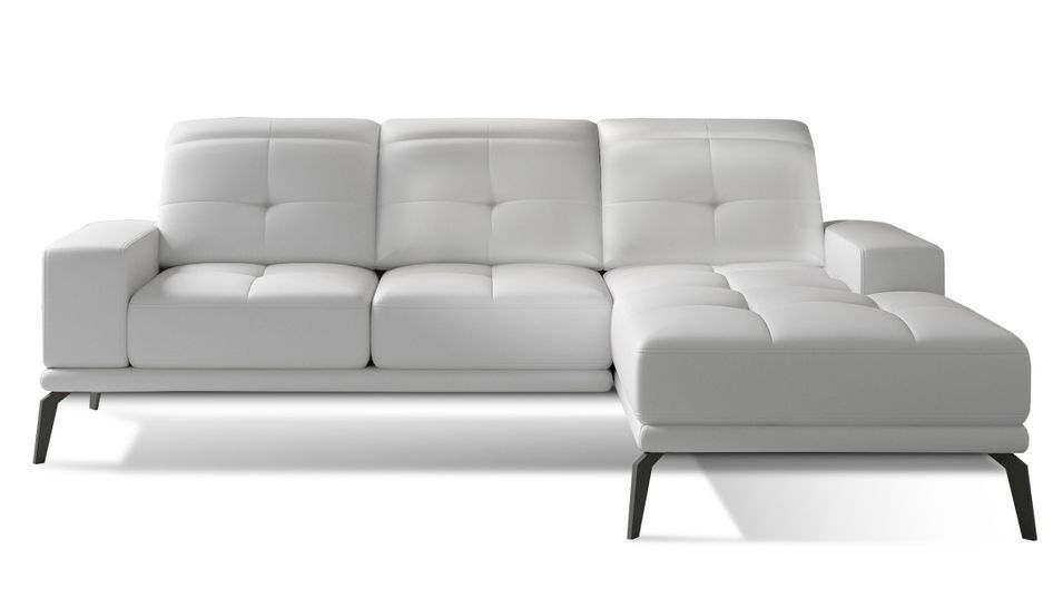 Canapé d'angle droit 5 places simili cuir blanc Torpille 265 cm - Photo n°1