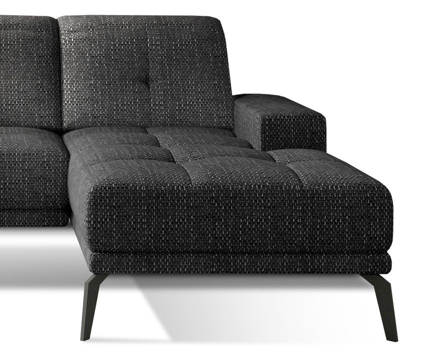 Canapé d'angle droit 5 places tissu noir chiné Torpille 265 cm - Photo n°3