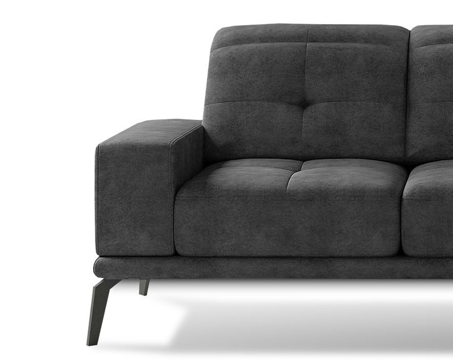 Canapé d'angle droit 5 places tissu suédine gris foncé Torpille 265 cm - Photo n°5