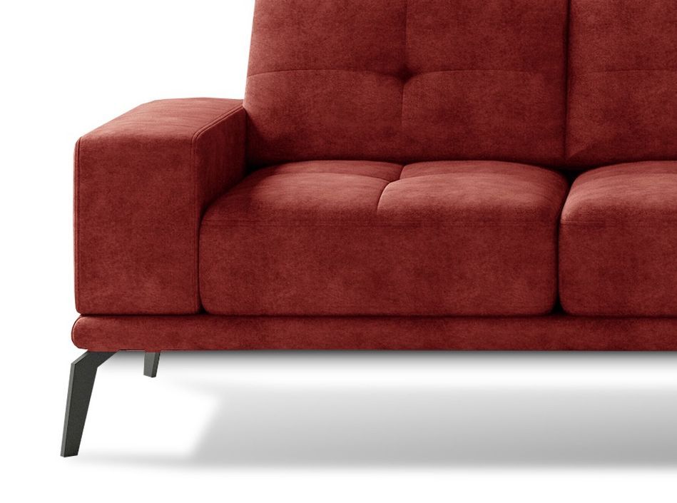 Canapé d'angle droit 5 places tissu suédine rouge tomette Torpille 265 cm - Photo n°5