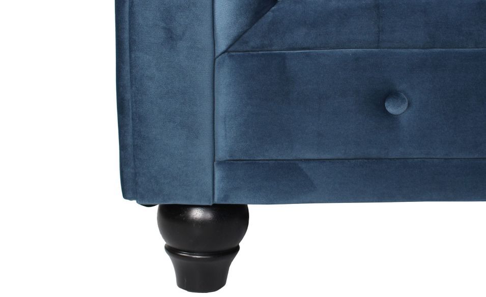 Canapé d'angle droit 5 places velours bleu Vatsi 220 cm - Photo n°8