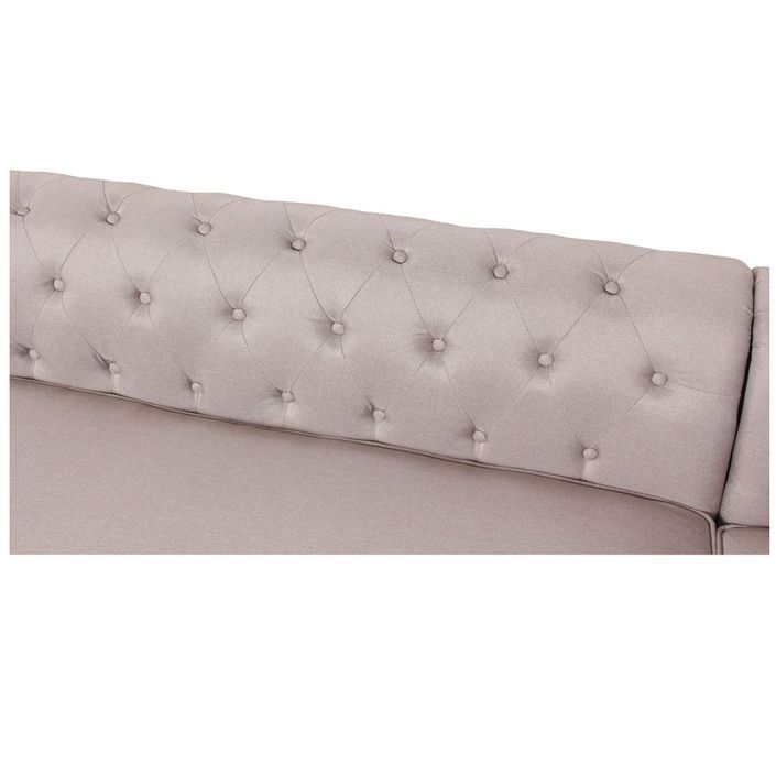 Canapé d'angle droit chesterfield tissu beige Rosee - Photo n°4