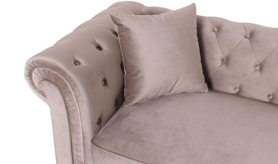 Canapé d'angle droit chesterfield velours taupe Rosee 281 cm - Photo n°5