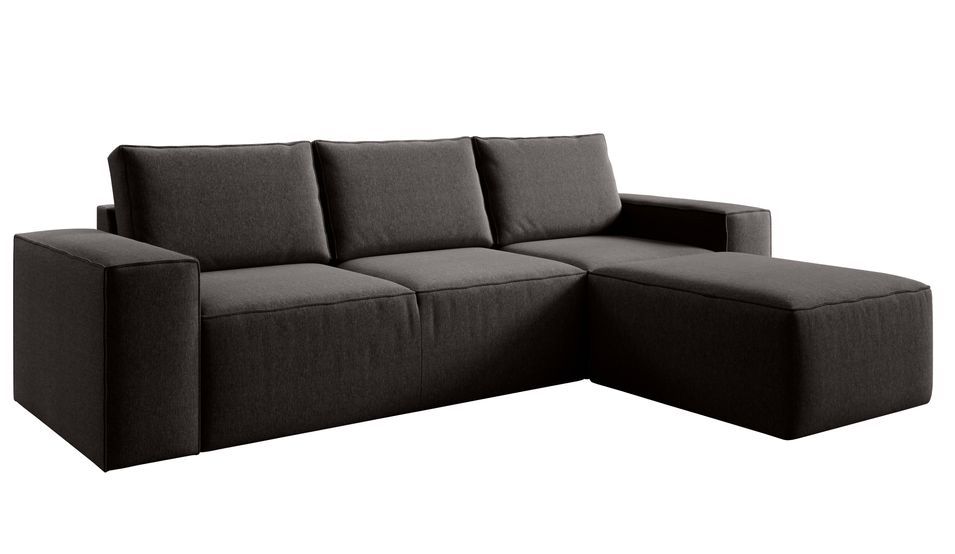 Canapé d'angle droit convertible moderne tissu marron foncé Willace 302 cm - Photo n°1