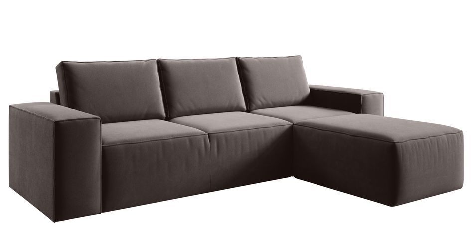 Canapé d'angle droit convertible moderne tissu marron Willace 302 cm - Photo n°1