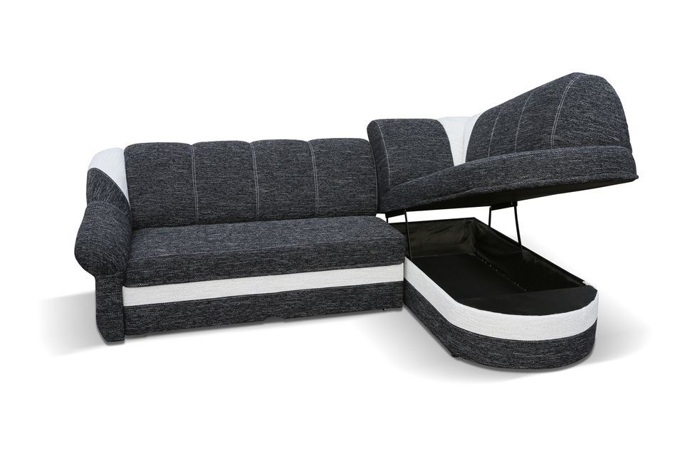 Canapé d'angle droit convertible tissu gris chiné foncé et clair Sundy 250 cm - Photo n°8