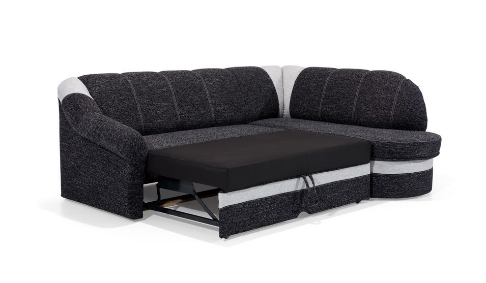 Canapé d'angle droit convertible tissu gris chiné foncé et clair Sundy 250 cm - Photo n°17