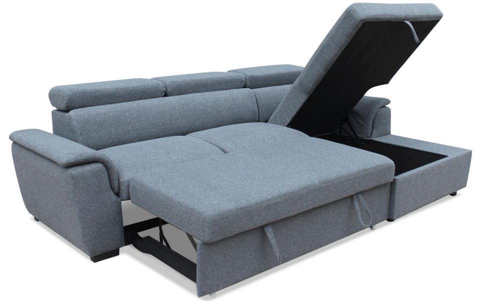 Canapé d'angle droit convertible tissu gris clair Linda - Photo n°5