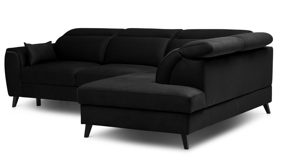 Canapé d'angle droit convertible tissu noir Noblesse 255 cm - Photo n°6