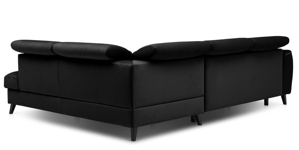 Canapé d'angle droit convertible tissu noir Noblesse 255 cm - Photo n°8