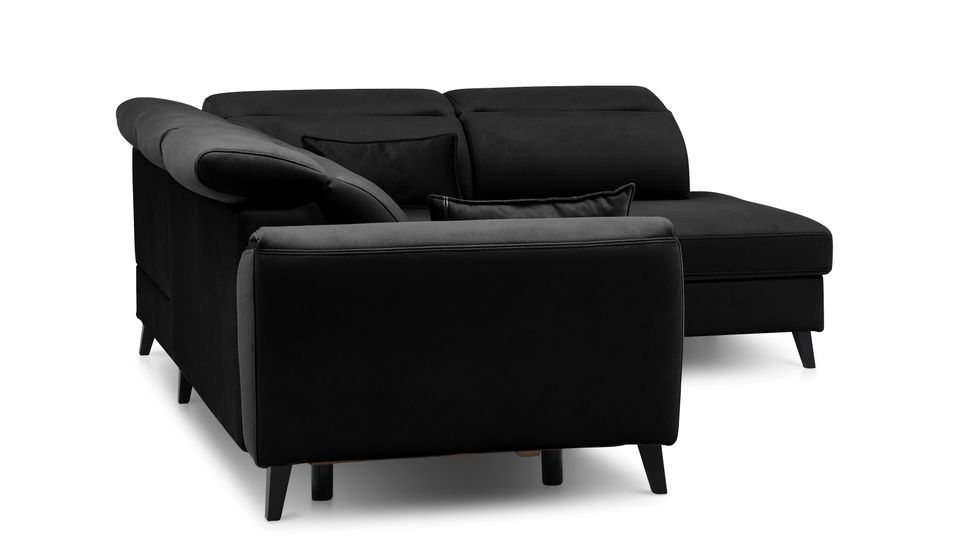 Canapé d'angle droit convertible tissu noir Noblesse 255 cm - Photo n°10