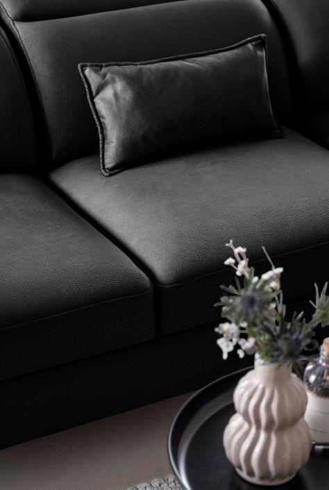Canapé d'angle droit convertible tissu noir Noblesse 255 cm - Photo n°16