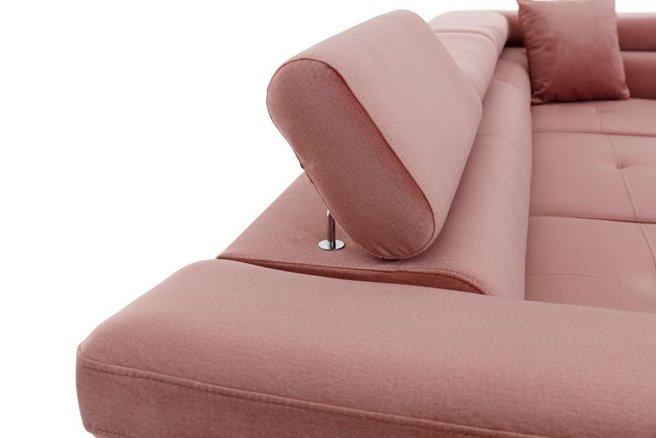 Canapé d'angle droit convertible tissu rose clair Marka 275 cm - Photo n°11