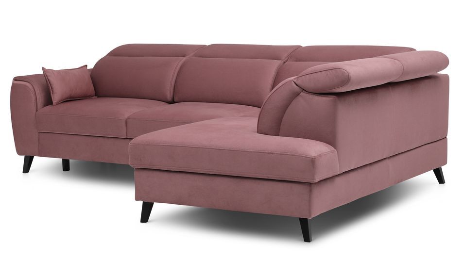 Canapé d'angle droit convertible tissu rose poudré Noblesse 255 cm - Photo n°4