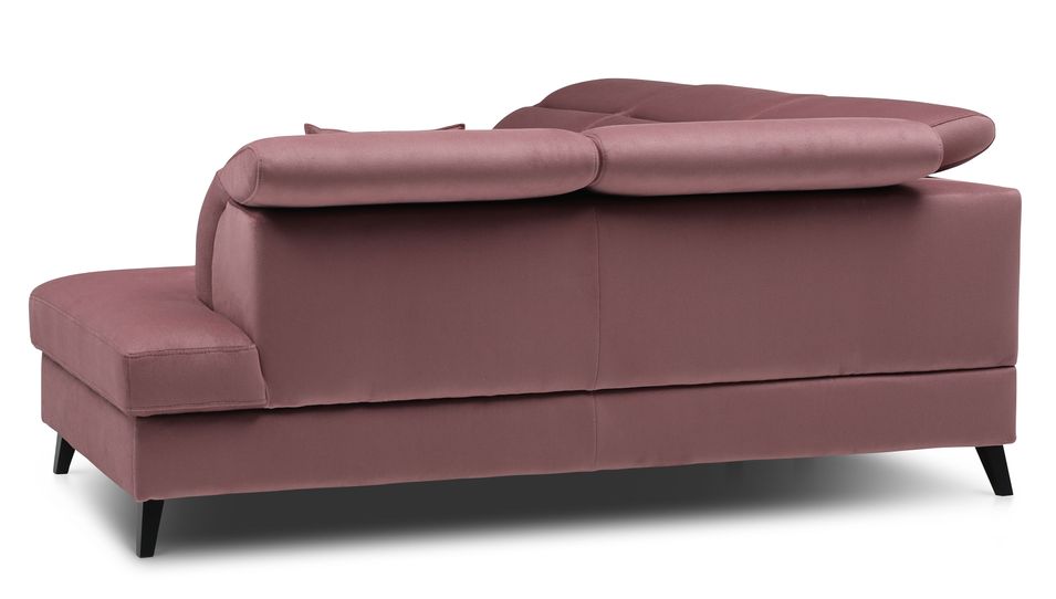 Canapé d'angle droit convertible tissu rose poudré Noblesse 255 cm - Photo n°5