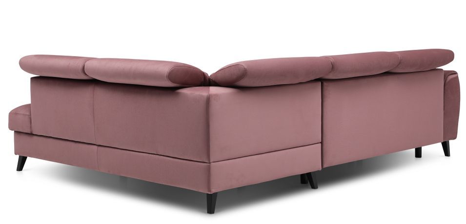 Canapé d'angle droit convertible tissu rose poudré Noblesse 255 cm - Photo n°6