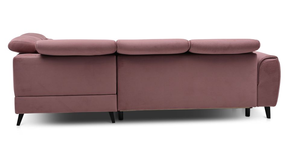 Canapé d'angle droit convertible tissu rose poudré Noblesse 255 cm - Photo n°7