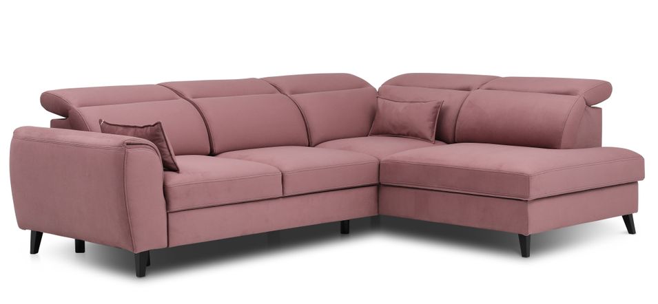 Canapé d'angle droit convertible tissu rose poudré Noblesse 255 cm - Photo n°9
