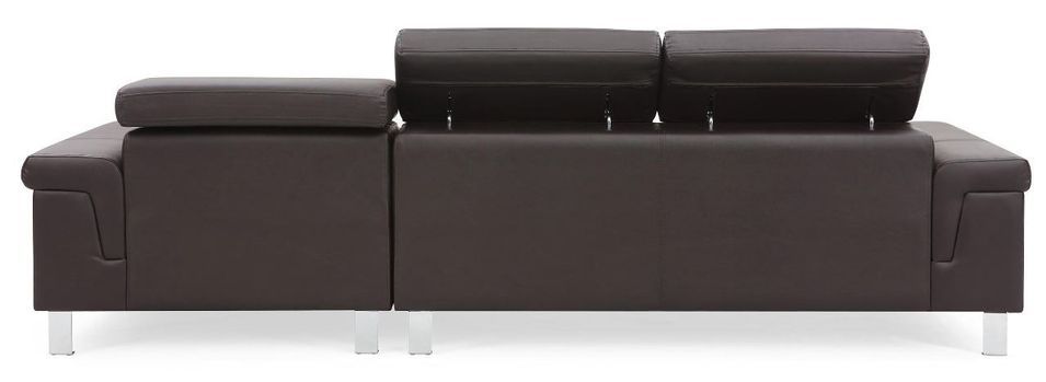 Canapé d'angle droit en cuir marron Foncé Vixen - Photo n°3