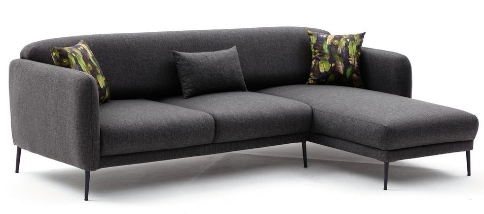 Canapé d'angle droit moderne tissu anthracite Valiko 265 cm - Photo n°2