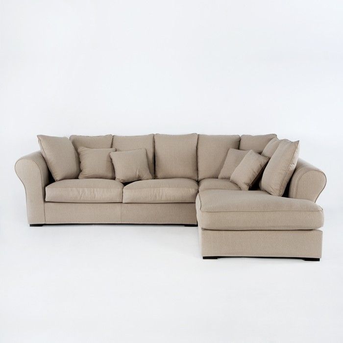 Canapé d'angle droit moderne tissu beige Amoux - Photo n°1