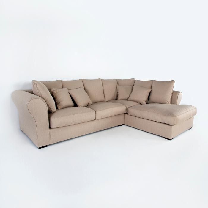 Canapé d'angle droit moderne tissu beige Amoux - Photo n°3