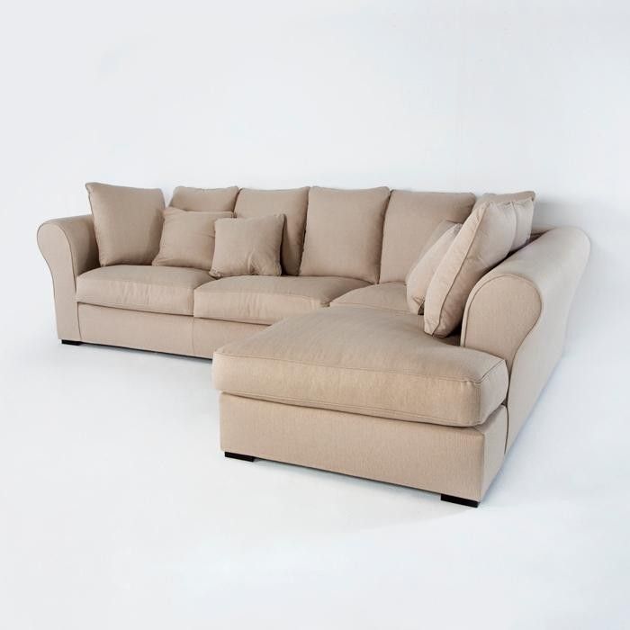 Canapé d'angle droit moderne tissu beige Amoux - Photo n°4