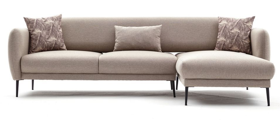 Canapé d'angle droit moderne tissu beige clair Valiko 265 cm - Photo n°1