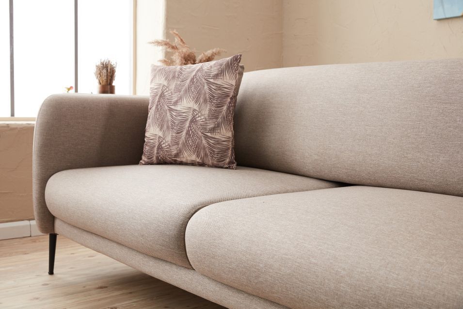 Canapé d'angle droit moderne tissu beige clair Valiko 265 cm - Photo n°7
