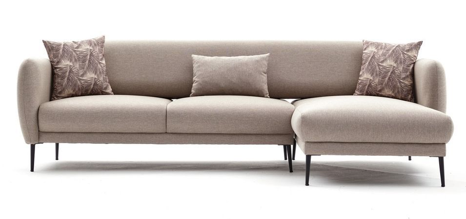 Canapé d'angle droit moderne tissu beige clair Valiko 265 cm - Photo n°8