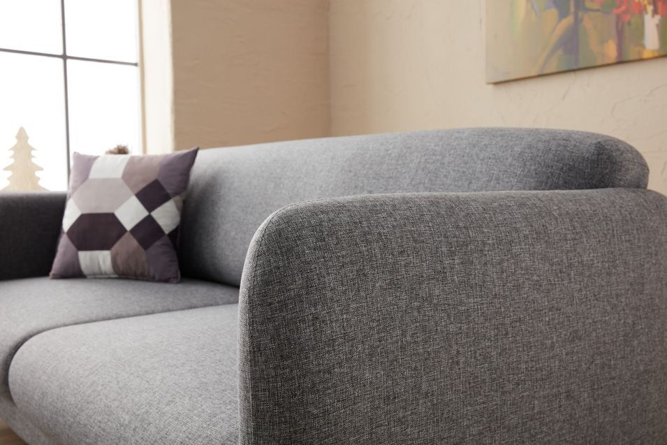 Canapé d'angle droit moderne tissu gris clair Valiko 265 cm - Photo n°6