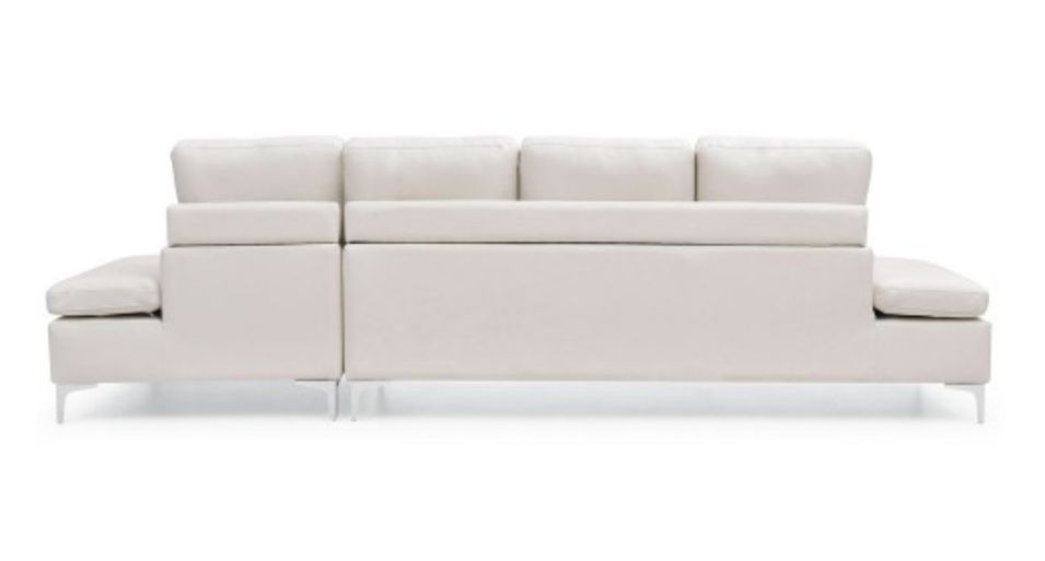 Canapé d'angle droit simili cuir blanc Tulsa - Photo n°3