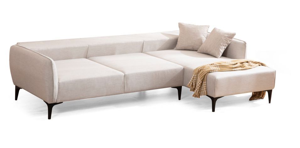 Canapé d'angle droit tissu beige clair Bellano 270 cm - Photo n°6