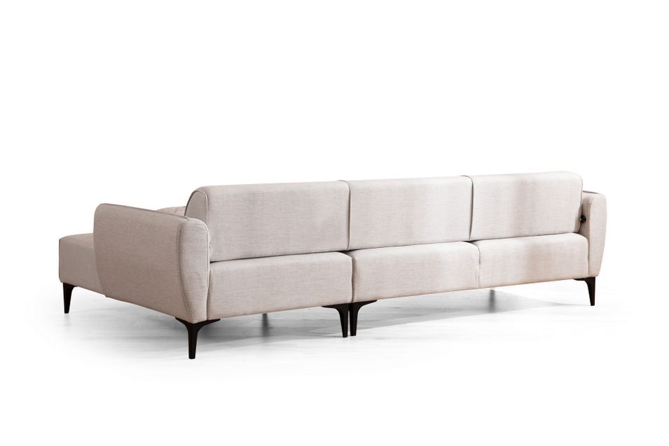 Canapé d'angle droit tissu beige clair Bellano 270 cm - Photo n°7