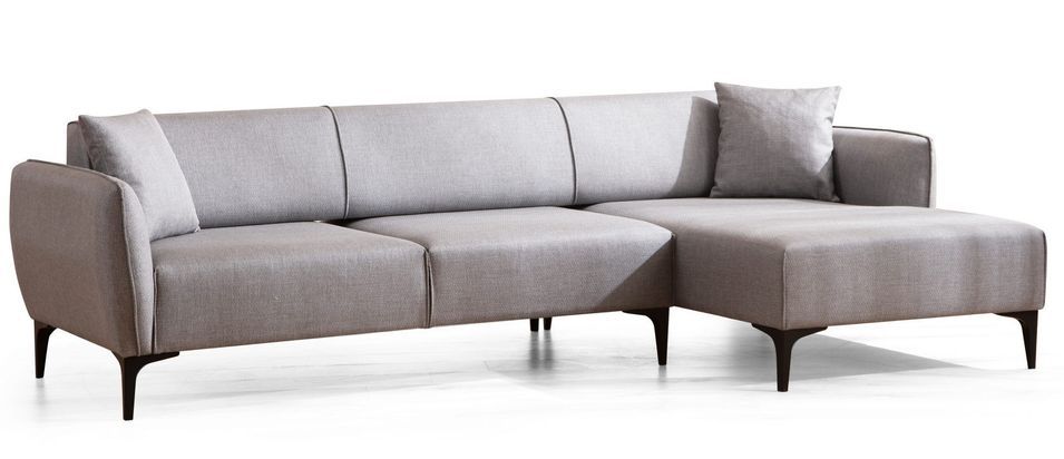Canapé d'angle droit tissu gris clair Bellano 270 cm - Photo n°1