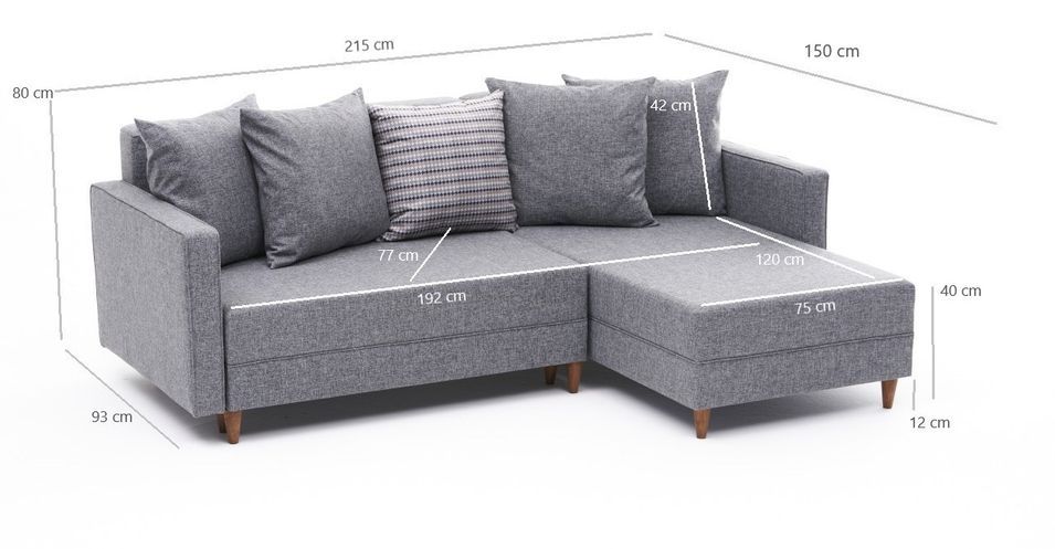 Canapé d'angle droit tissu gris clair Klina 215 cm - Photo n°7