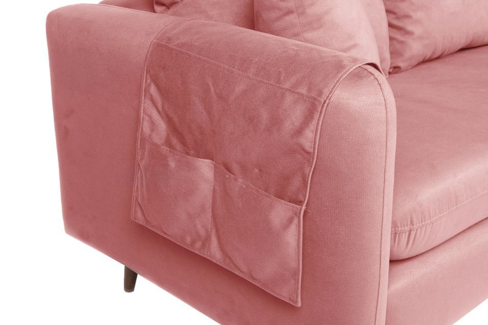 Canapé d'angle droit tissu rose avec pieds en bois naturel Rival 215 cm - Photo n°5