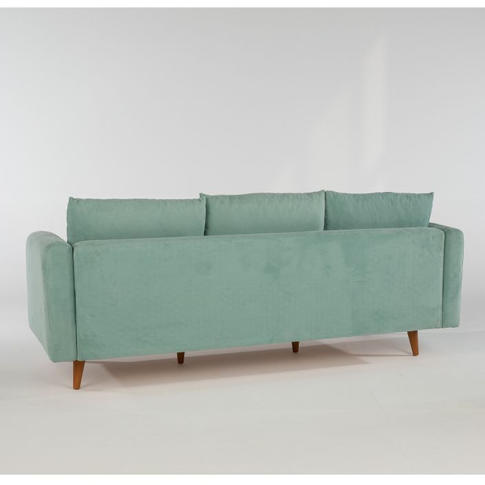 Canapé d'angle droit tissu vert d'eau avec pieds en bois naturel Rival 215 cm - Photo n°7