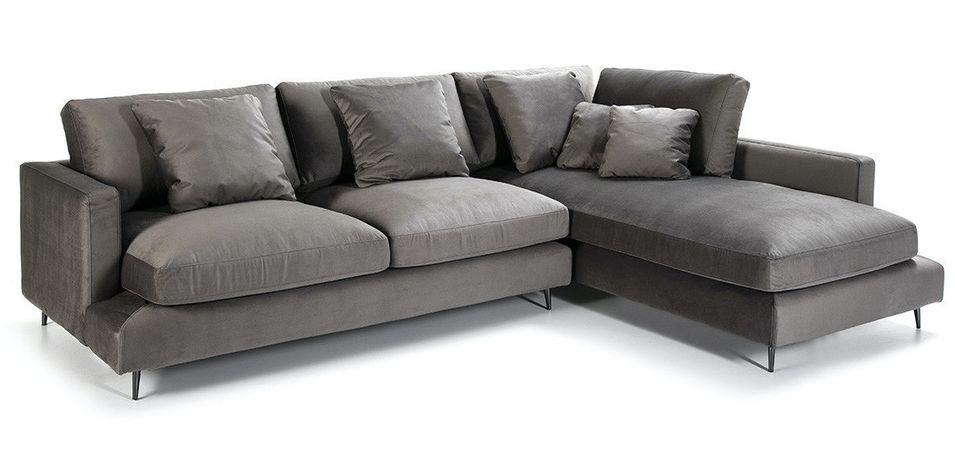 Canapé d'angle droit toile gris foncé - Photo n°1