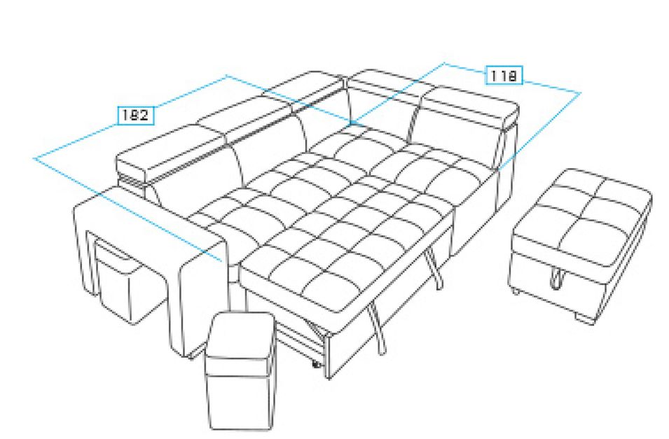 Canapé d'angle en microfibre avec 2 poufs et 1 coffre Selina - Photo n°9