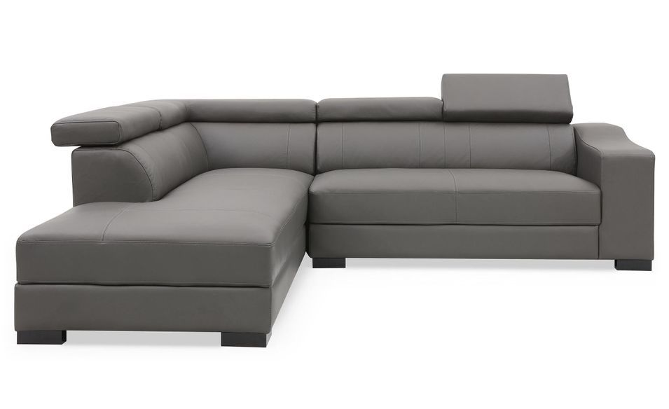 Canapé d'angle gauche 5 places cuir gris Ozen - Photo n°2