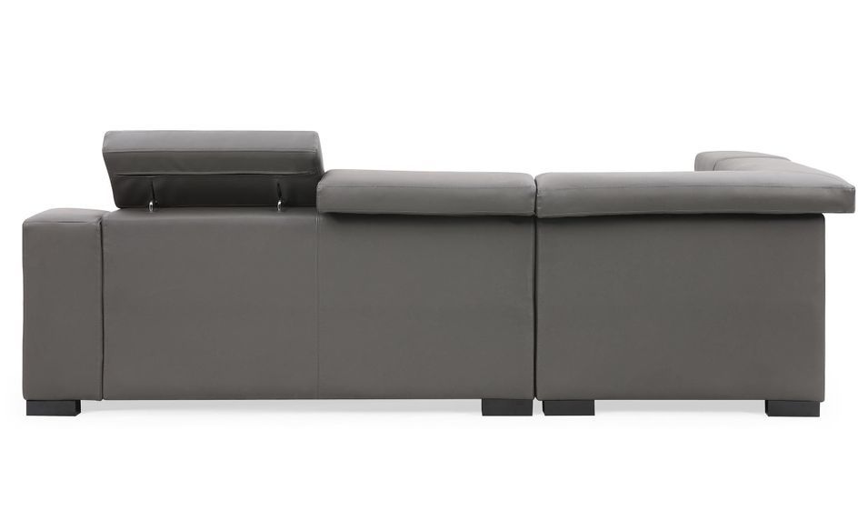 Canapé d'angle gauche 5 places cuir gris Ozen - Photo n°7